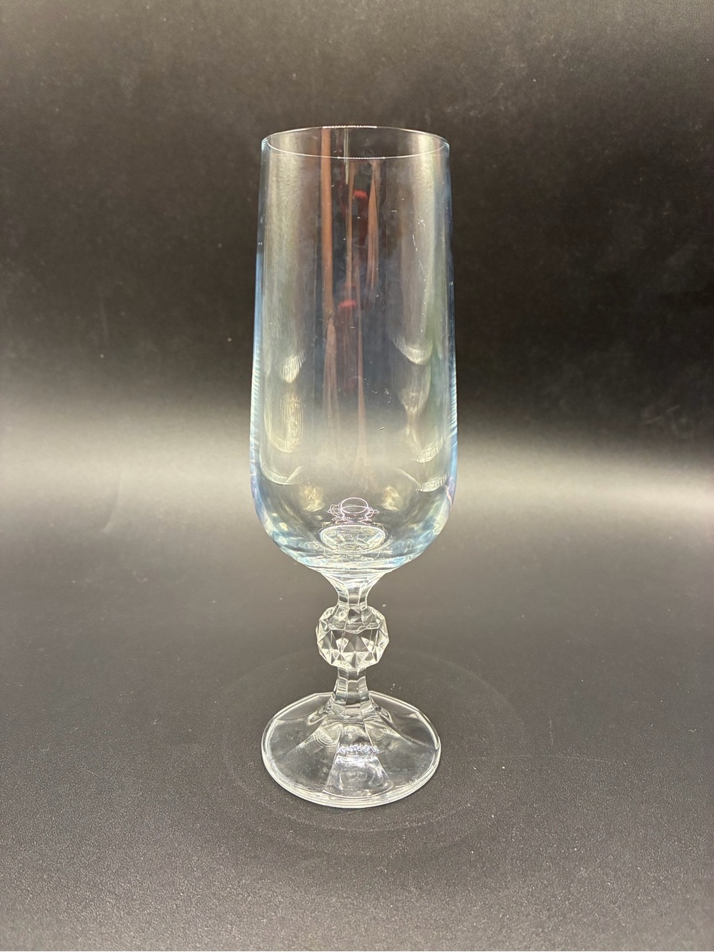 Bohemia “Claudia” Crystal Champagne Flute with famous faceted “disco ball” stem